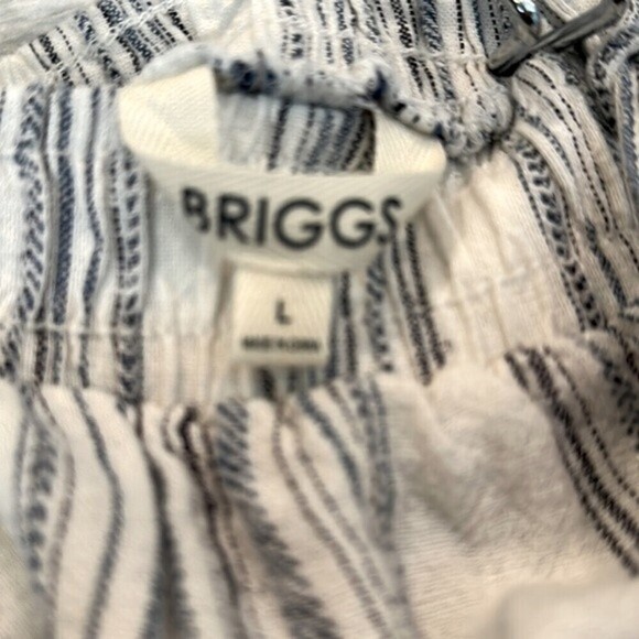 Briggs Linen White & Blue Striped Elastic Comfy Pants SZ L‎ - Picture 8 of 11